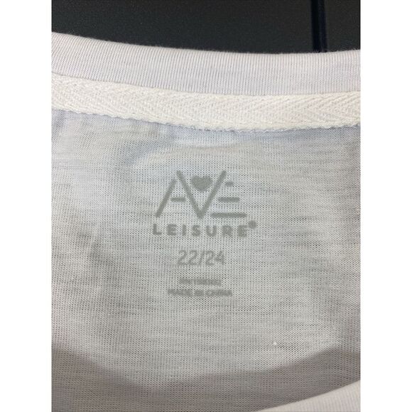 Ave Leisure T-Shirt Womens 22/24 White Short Sleeve Stretch Tunic Girl Power NEW - Picture 3 of 7